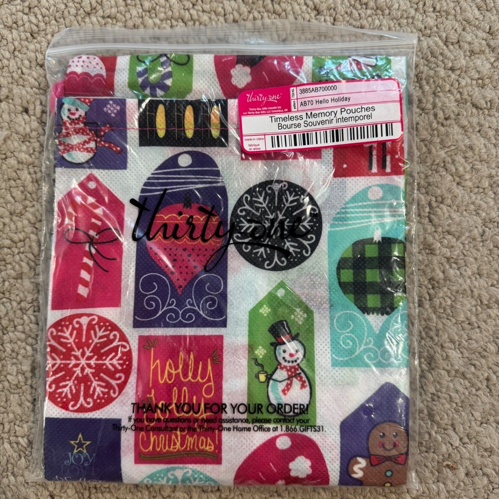 Thirty-One Timeless Memory Pouches Hello Holiday Christmas 3885AB700000